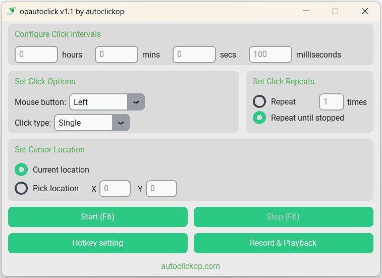 opautoclicker user interface